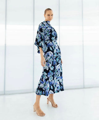 Martina One Shoulder Dress | Blue Floral