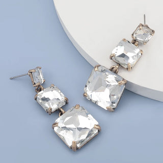 Juelia Crystal Drop Earrings | White