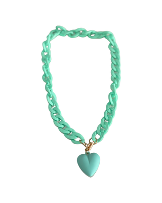 Chunky Chain Heart Fob Necklace | Mint