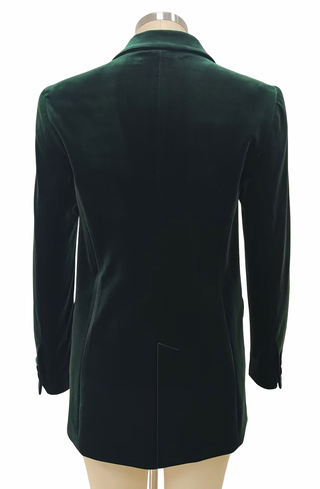 Velvet Double Breasted Blazer | Emerald Green