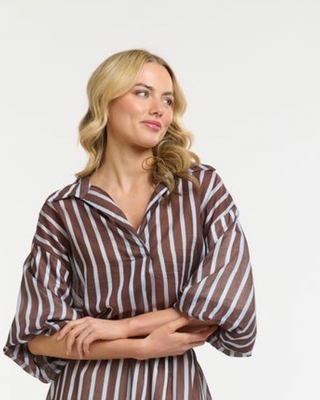 Striped Blouse | Chocolate Blue