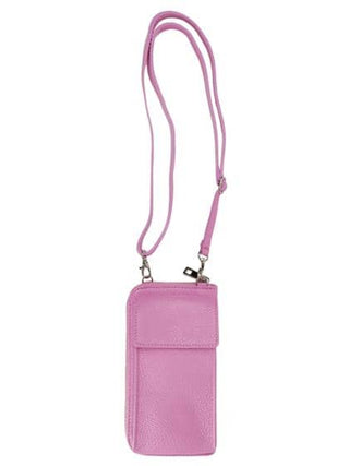 Zoe Leather crossbody Phone Wallet Pouch | Baby Pink