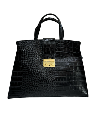 Lune Croc Print Bag | Black