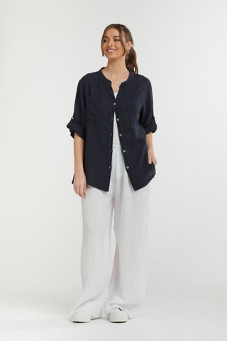 Linen Shirt | Navy