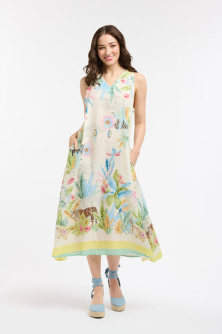 Zebra Print Sleeveless Dress with Bow neck | Multi Color