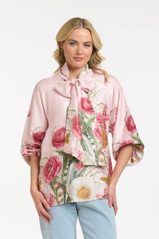 Peony Bow Tie Blouse | Pink