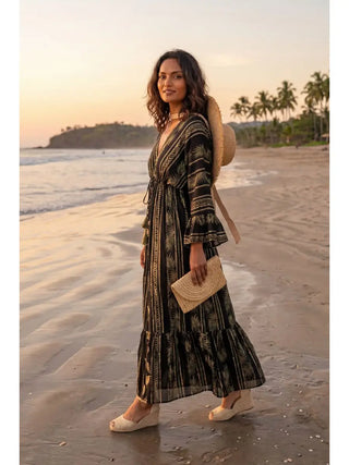Ines Maxi Dress | Black Gold