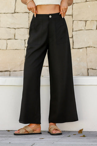 Tobacco Linen Pocket Pant | Black