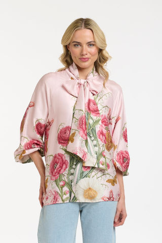 Peony Bow Tie Blouse | Pink