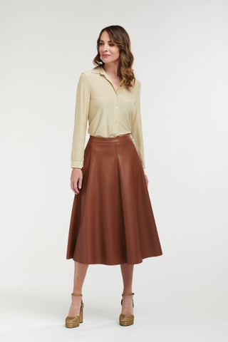Faux Leather Skirt | Camel