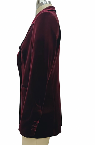 Velvet Double Breasted Blazer | Plum