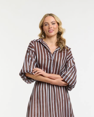 Striped Blouse | Chocolate Blue
