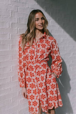 Montaige Schiffli Shirt Dress