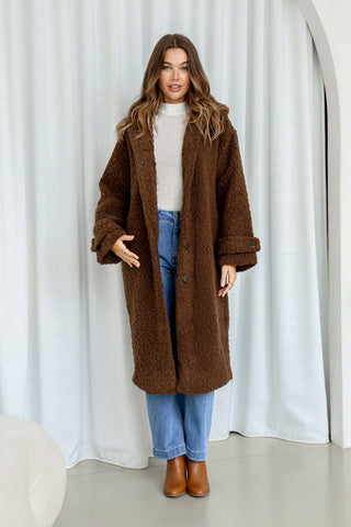 Oslo Boucle Coat | Chocolate