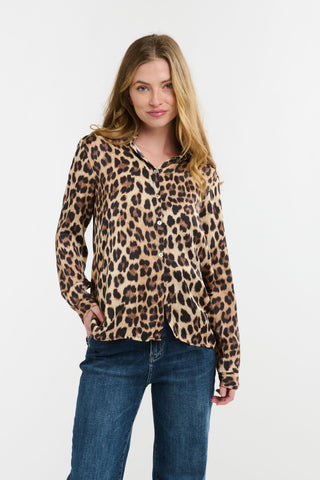 Monroe Button Through Shirt | Leopard