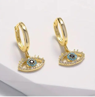 Iris Evil Eye Earrings | Blue Crystal