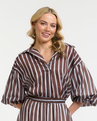 Striped Blouse | Chocolate Blue