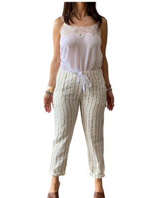 Carnival Linen Stripe Pant | Gold Stripe