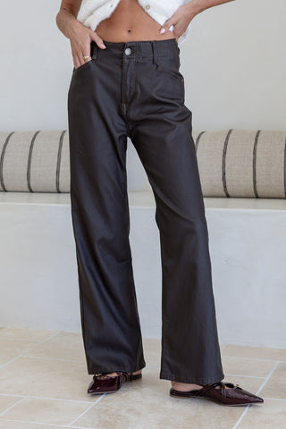 Waxed Coated Pants | Chocolate