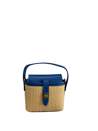 Canne Rafia & Leather Bag | Mediterranean Blue