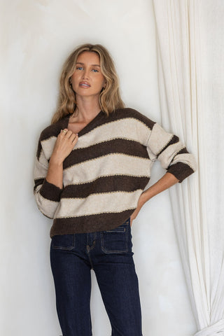 Sienne Striped Knit | Chocolate Latte
