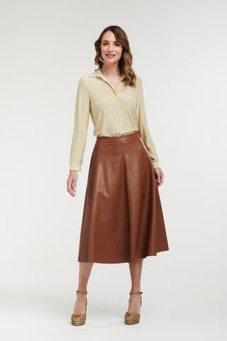 Faux Leather Skirt | Camel