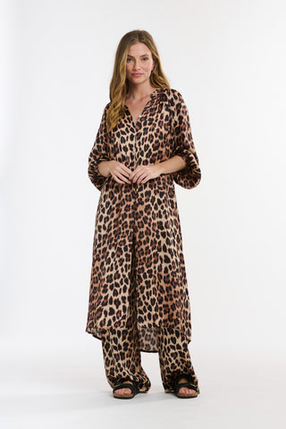 The Hills Button Through Dress | Leopard Brown Beige