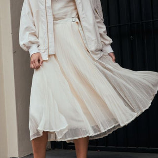 Gardinier Pleated Wrap Skirt | Cream