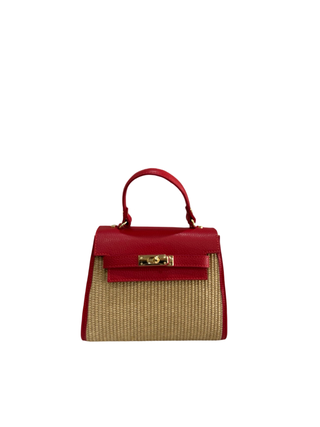 Milano Rafia & leather Bag | Red