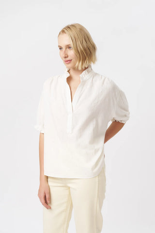 Amber Shirt | White with White Flower