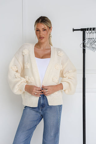 Rosette Cardigan | Cream