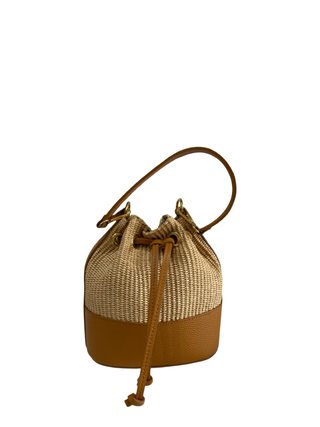 Naxos Rafia Leather Bucket Bag | Tan