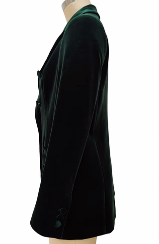 Velvet Double Breasted Blazer | Emerald Green
