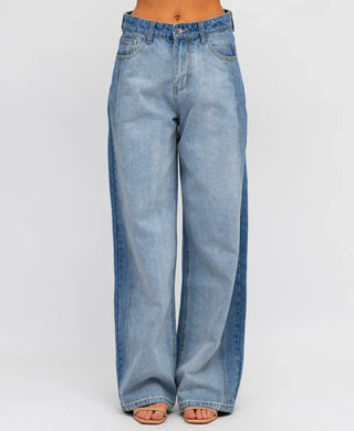 Flared Denim | Two Toned Blue