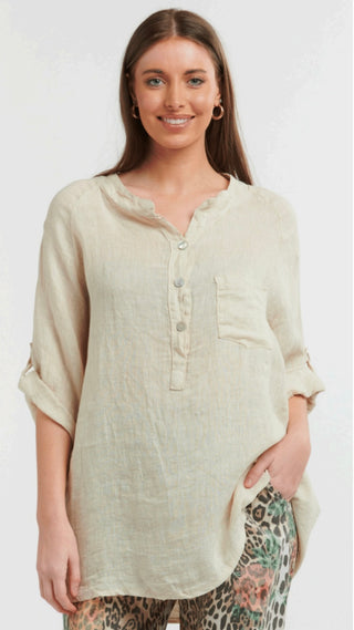 Blouse with Button Front | Beige