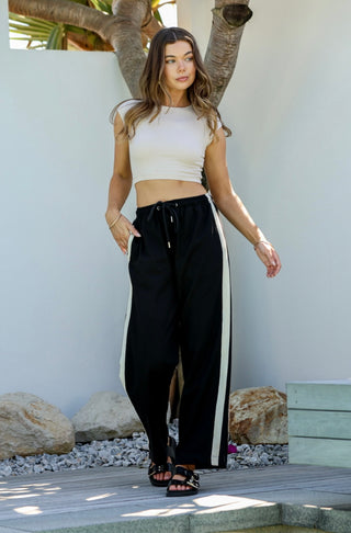 The Jenner Pant | Black White Stripe