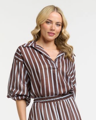 Striped Blouse | Chocolate Blue