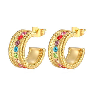 Multi Stone Hoops | Gold