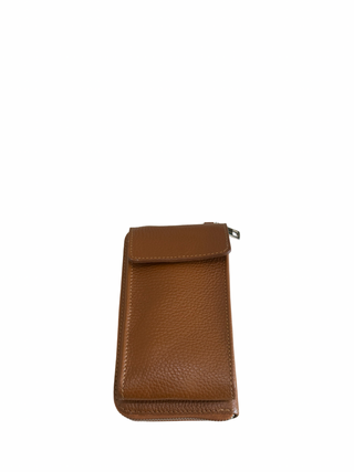 Zoe Leather crossbody Phone Wallet Pouch | Tan