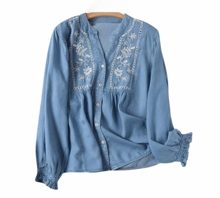 Embroidered Blouse | light Denim