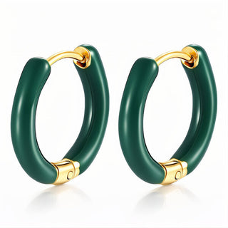 Green Hoop Earrings | Gold