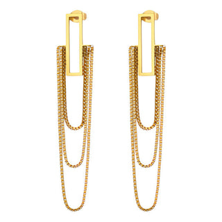 Box Chain Dangle Earrings | Gold
