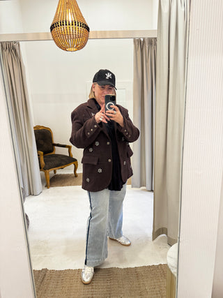 Sloane Crystal Embellished Blazer | Chocolate