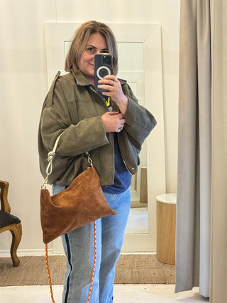 Frankie Suede Handbag | Camel