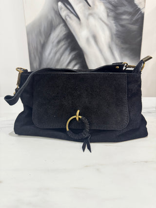 The Noir Suede Crossbody Bag | Black