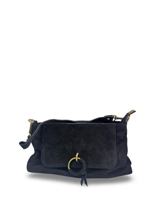 The Noir Suede Crossbody Bag | Black