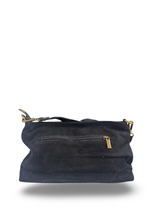 The Noir Suede Crossbody Bag | Black