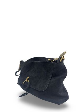 The Noir Suede Crossbody Bag | Black