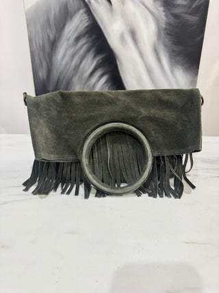 The Woodstock Fringe Clutch | Olive