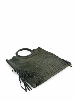 The Woodstock Fringe Clutch | Olive